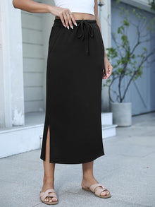 Jessa Maxi Skirt for Women – High Waist Skirt, Slit & Pockets Casual Chic