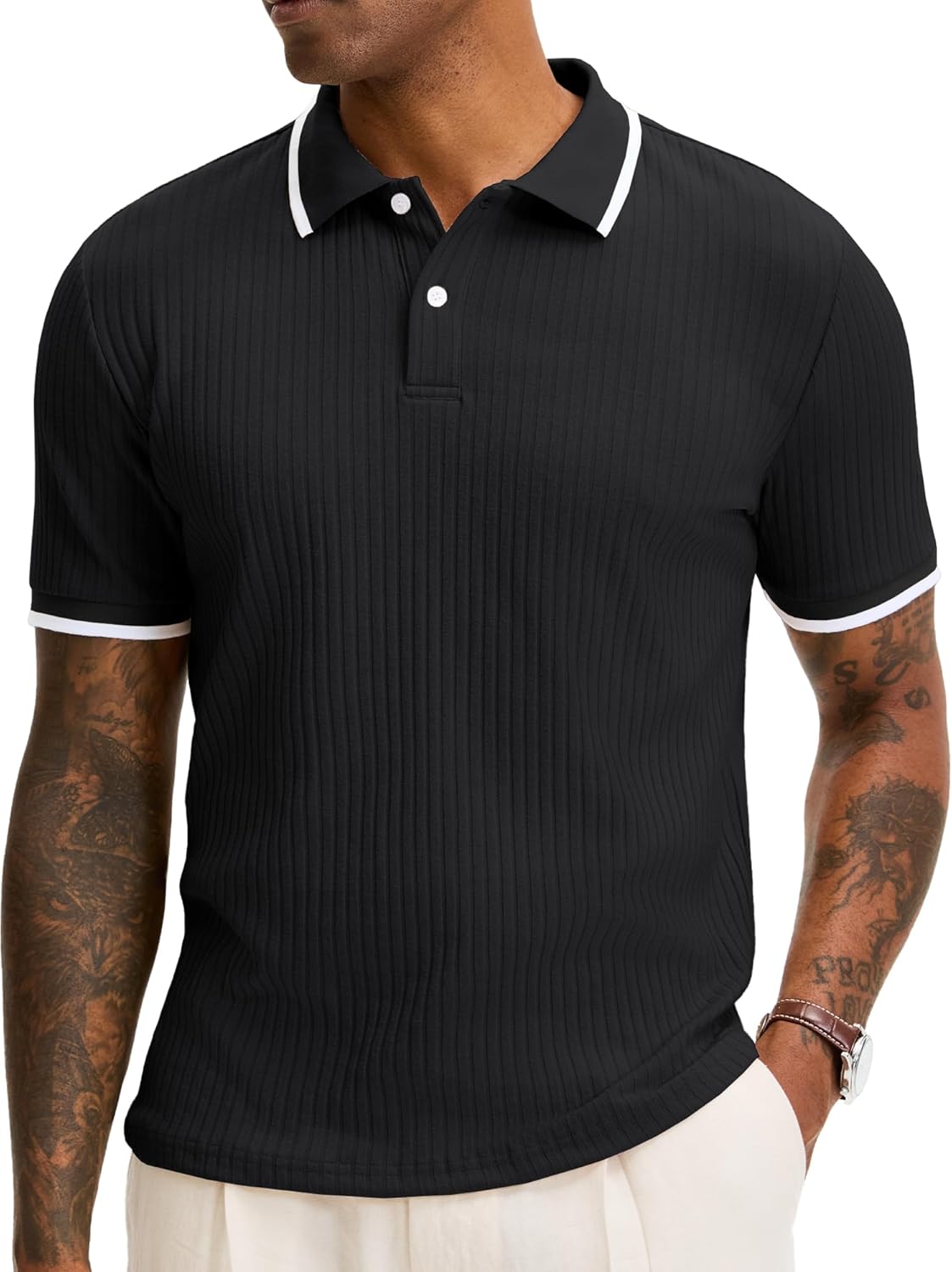 Adrien Men's Polo – Stretch Knit Polo, Lightweight & Elegant Business Casual Style