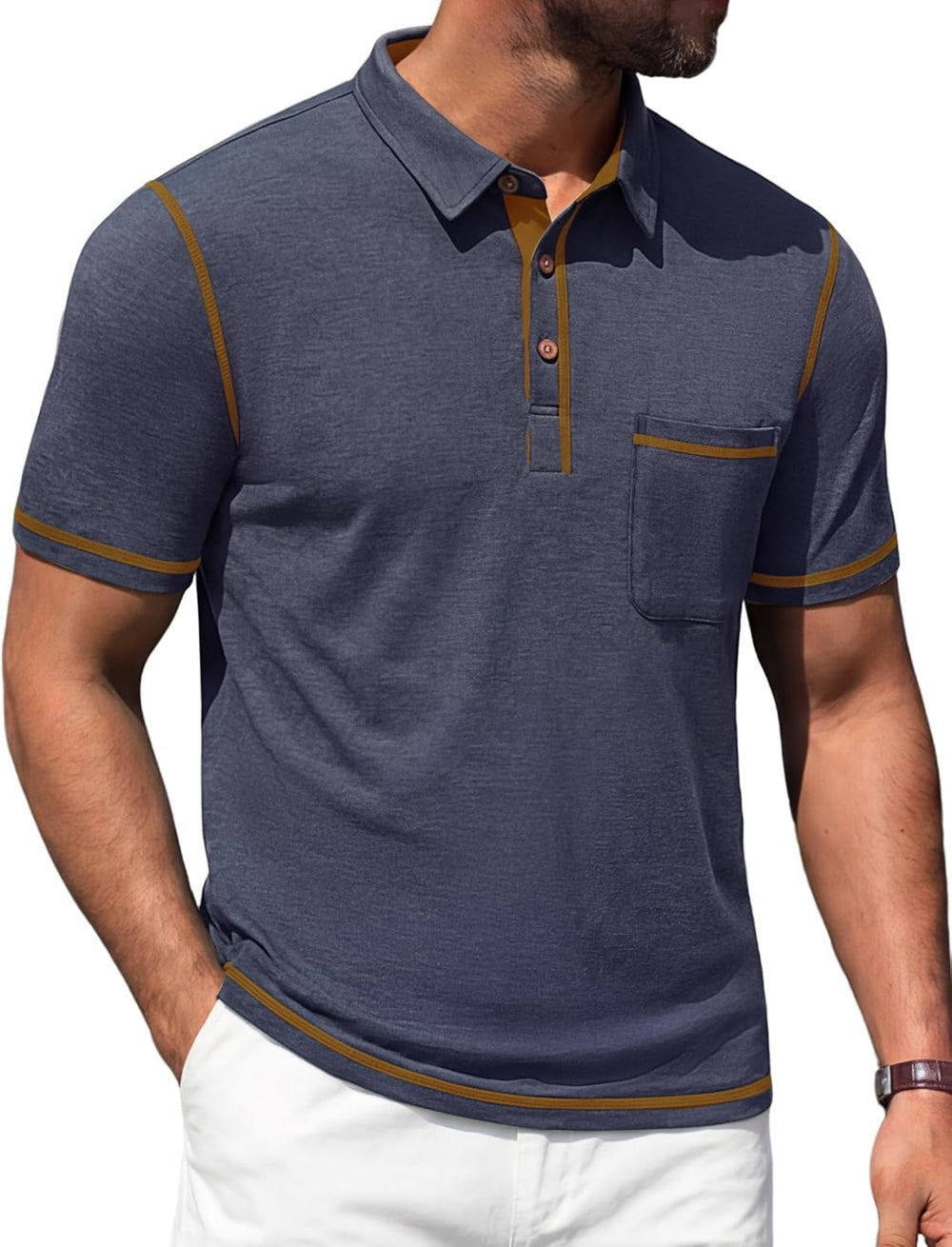 Vianney Men's Polo – Lightweight Cotton Polo, Pocket & Casual Chic Summer Style