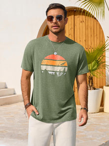 Enzo Men's T-Shirt – Graphic Crew Neck Tee, Vintage Beach & Casual Style