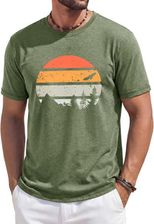 Enzo Men's T-Shirt – Graphic Crew Neck Tee, Vintage Beach & Casual Style