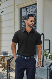 Hulyo Men's Shirt – Stretch Short Sleeve Shirt, Buttoned & Casual Chic Style