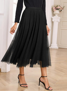 Cassy Women's Tulle Skirt – Long High-Waisted Skirt, Flowing & Elegant