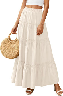 Layza Maxi Skirt for Women – Bohemian High-Waisted Skirt, Flowing & Ruffled Summer