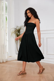 Lina Midi Dress for Women – Sleeveless Bustier Dress with Low Waist A-Line Summer Chic