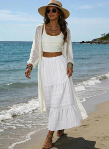 Breilla Maxi Skirt for Women – Bohemian Cotton Skirt, Crochet Lace & Flowing