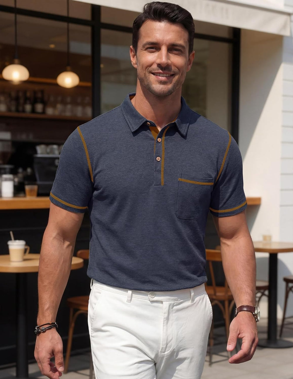 Vianney Men's Polo – Lightweight Cotton Polo, Pocket & Casual Chic Summer Style