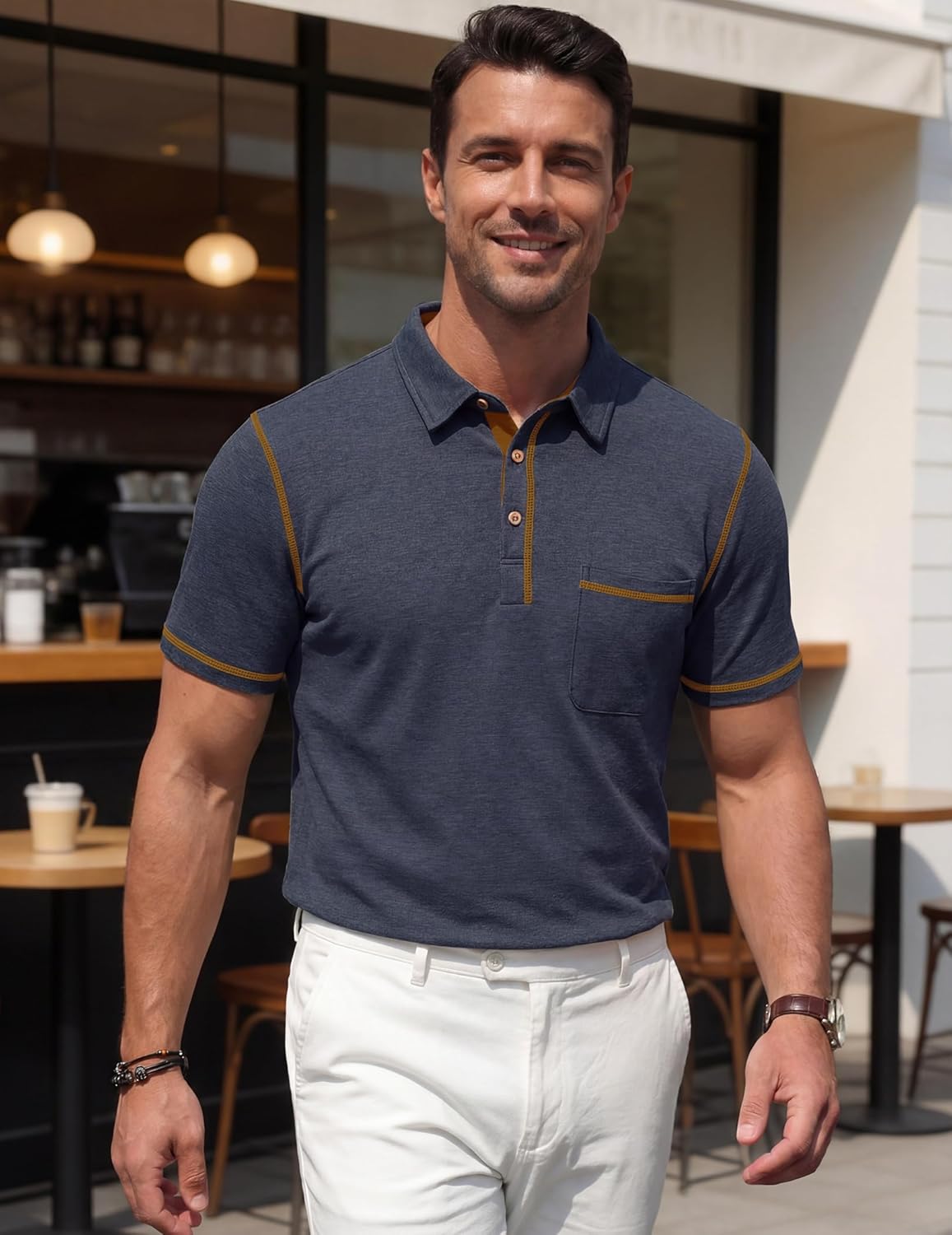 Vianney Men's Polo – Lightweight Cotton Polo, Pocket & Casual Chic Summer Style