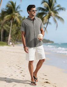 Léo Men's Shirt – Short Sleeve Linen Shirt, Breathable & Casual Summer Style
