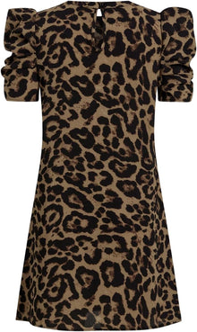 Nina Mini Dress for Women – Elegant Summer Chic Leopard Puff Sleeve Dress