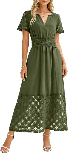 Emma Women's Robe – Bohemian Maxi Dress V-Neck Empire Waist Pockets Lightweight Summer