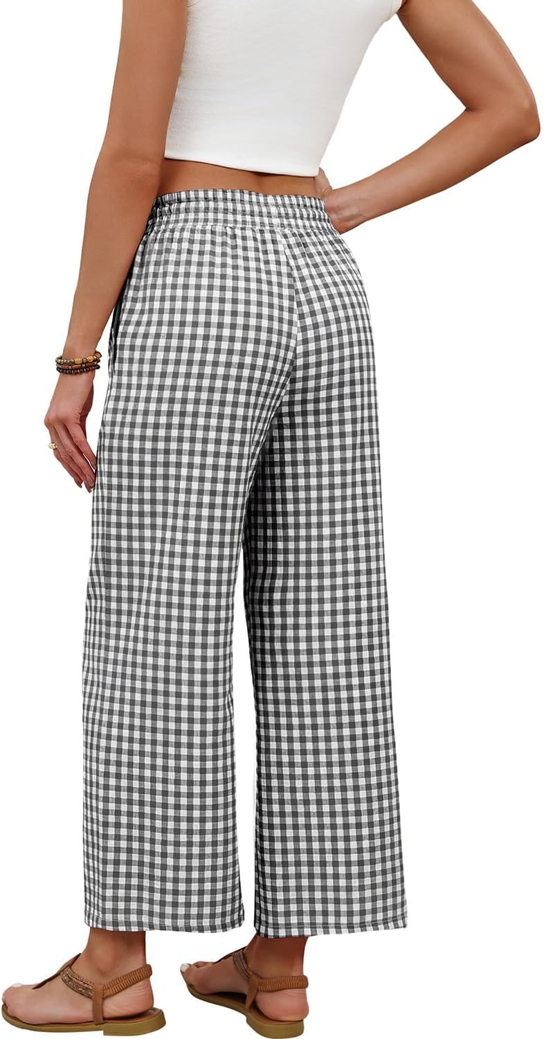Mindi Women's Palazzo Pants – Wide Flowing Cut, Elastic Waist with Casual Chic Drawstring