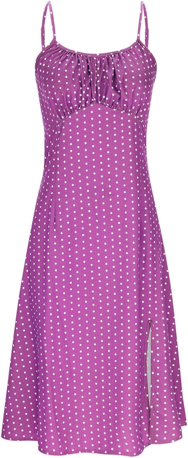 Clara Long Bohemian Polka Dot Dress – Lightweight Summer Dress with Straps and Slit