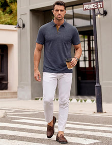 Renato Men's Polo – Lightweight Cotton Polo, Contrasting Collar & Casual Chic Pocket