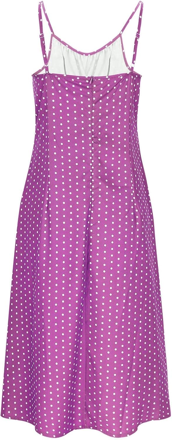 Clara Long Bohemian Polka Dot Dress – Lightweight Summer Dress with Straps and Slit