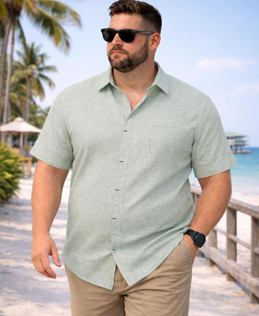 Nathan Men's Large Size Shirt – Breathable Linen Shirt, Minimalist Summer Style