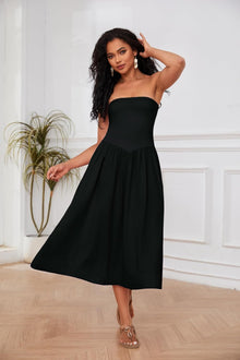 Lina Midi Dress for Women – Sleeveless Bustier Dress with Low Waist A-Line Summer Chic