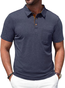 Renato Men's Polo – Lightweight Cotton Polo, Contrasting Collar & Casual Chic Pocket