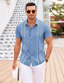 Henry Men's Guayabera Shirt – Cuban Summer Shirt, Embroidery & Chic Style
