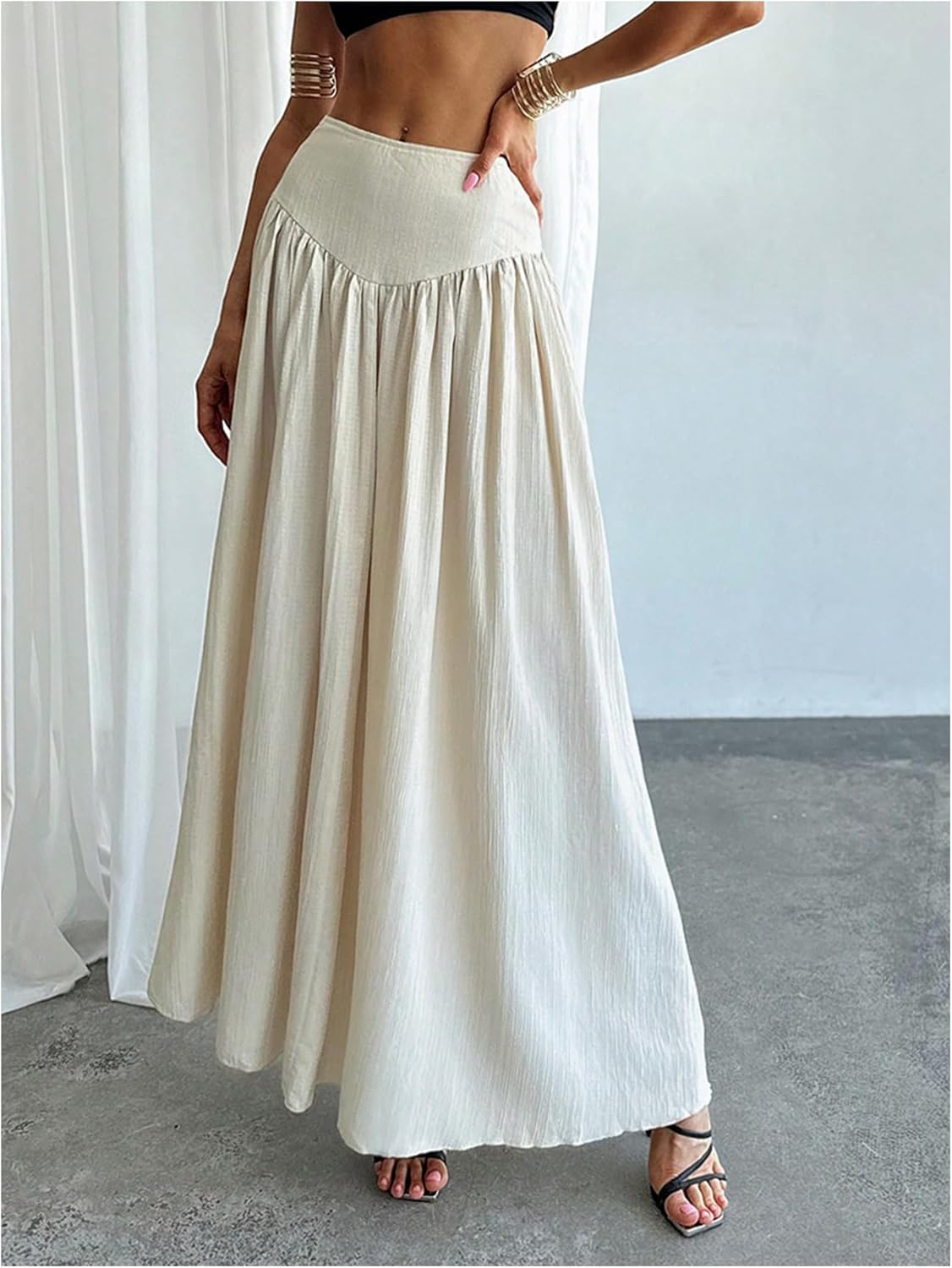 Milania Maxi Skirt for Women – High Waist Pleated Skirt, Flowing & Elegant