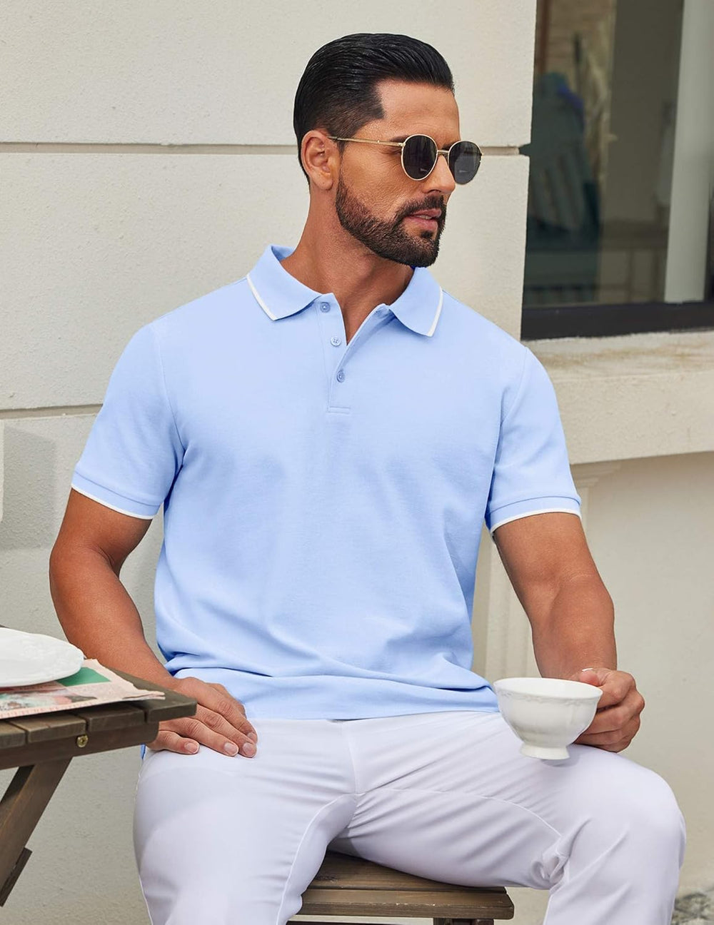 Leon Men's Polo – Short Sleeve Cotton Piqué Polo, Casual & Elegant Golf Style