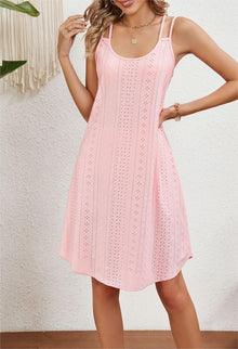 Lina Summer Dress for Women – Lightweight Midi A-Line Dress with Thin Straps and Round Neck
