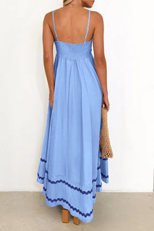 Luan Maxi Dress for Women Summer – Long Dress with Thin Straps, Square Neck, Ruffles & Flowing Cut