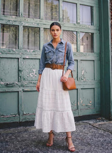 Breilla Maxi Skirt for Women – Bohemian Cotton Skirt, Crochet Lace & Flowing