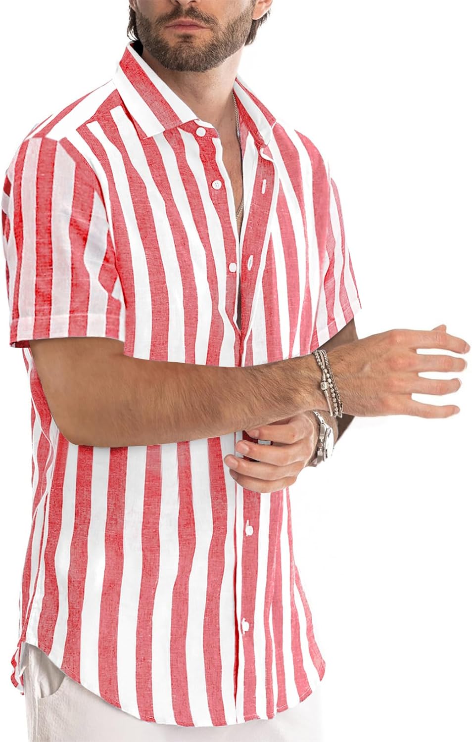 Julien Men's Shirt – Striped Short Sleeve Shirt, Casual Chic Summer Style
