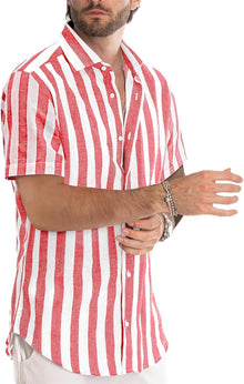 Julien Men's Shirt – Striped Short Sleeve Shirt, Casual Chic Summer Style