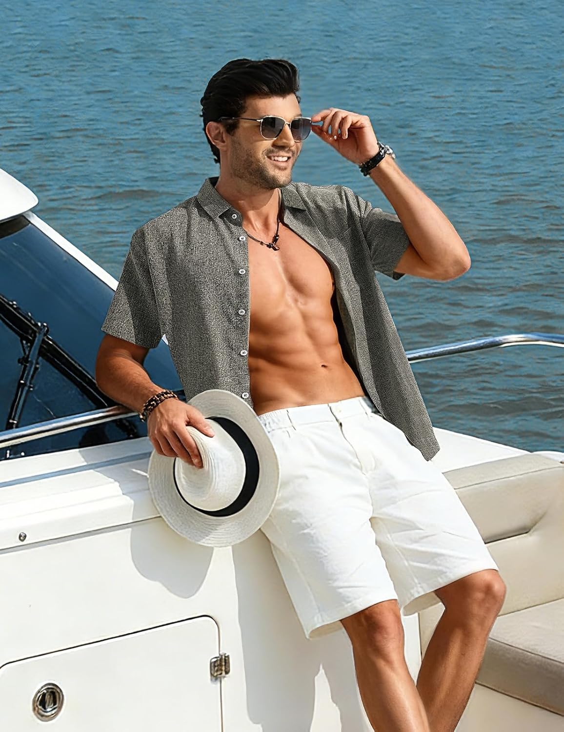Léo Men's Shirt – Short Sleeve Linen Shirt, Breathable & Casual Summer Style