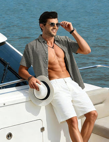 Léo Men's Shirt – Short Sleeve Linen Shirt, Breathable & Casual Summer Style