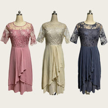 Isabelle Women's Dress – Elegant V-Neck Lace Maxi Dress with Mid-Length Sleeves for Wedding