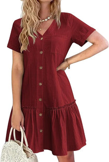 Tianka Women's Robe – Cotton & Linen, V-Neck & Loose Fit Buttoned Elegant Summer