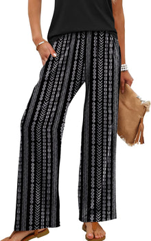 Kendi Women's Palazzo Pants – Wide Flowing Cut, Chic Elastic Waist Summer