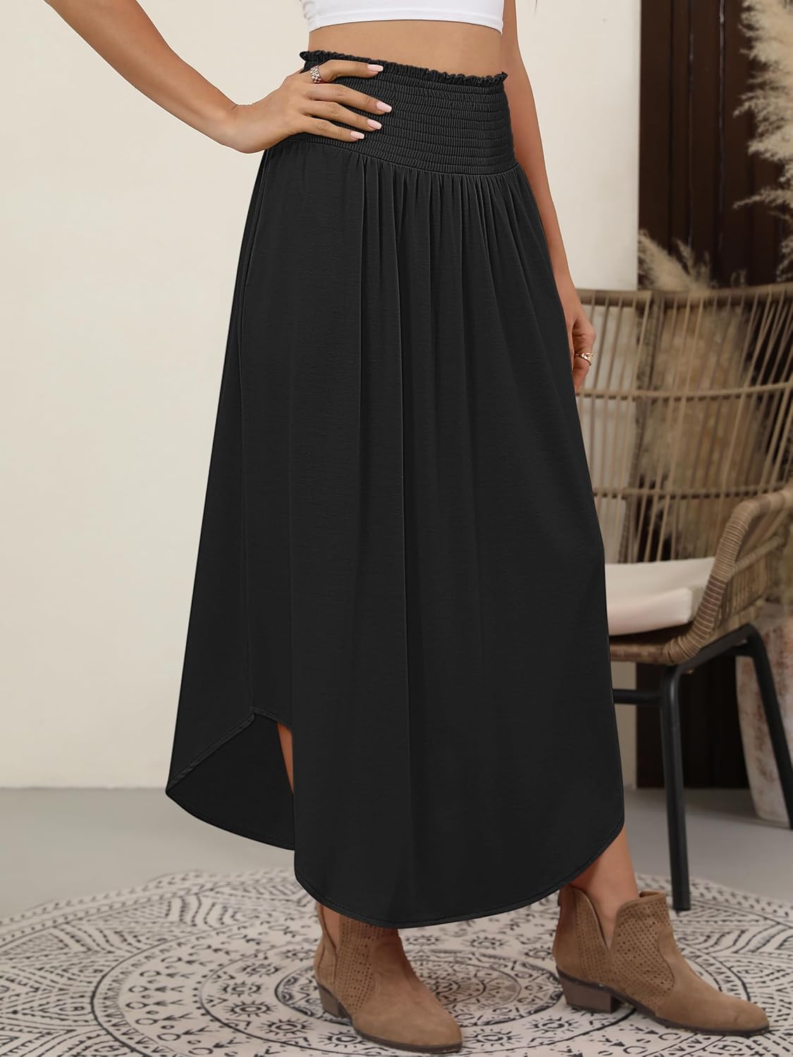 Lulu Women's Long Skirt – Bohemian Floral Maxi Skirt, High Waist & Flowing