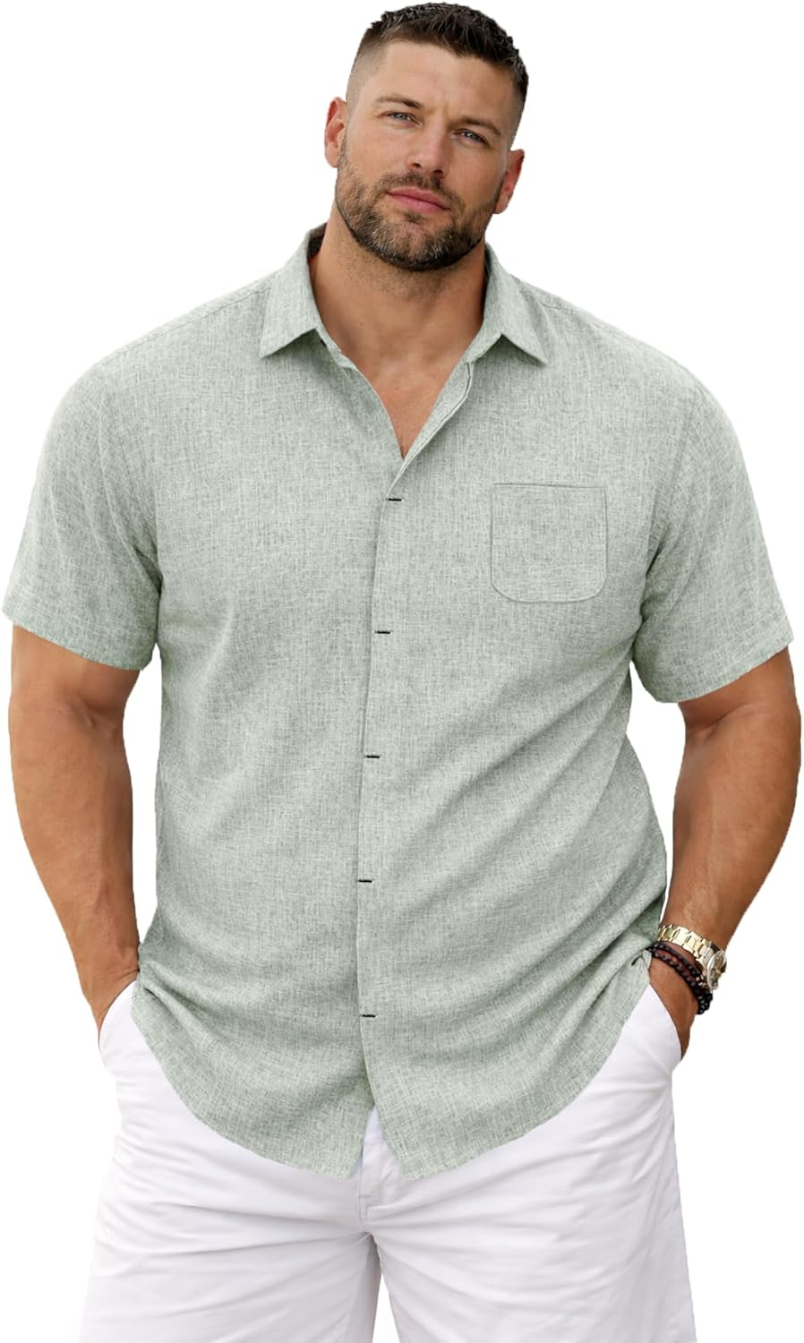 Nathan Men's Large Size Shirt – Breathable Linen Shirt, Minimalist Summer Style