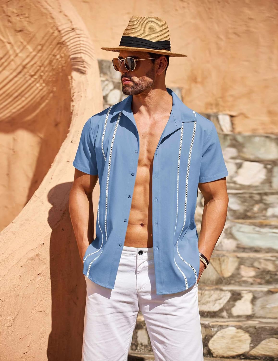 Henry Men's Guayabera Shirt – Cuban Summer Shirt, Embroidery & Chic Style