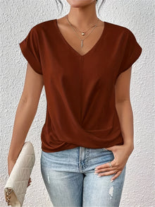 Yasmine Top Woman – V-neck with Knot Detail, Elegant Draped & Comfortable Fit