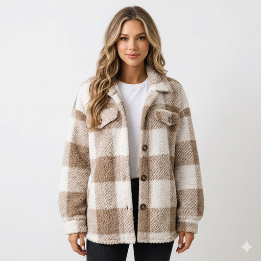 Camille Laurent | Cozy Checked Shacket For Women