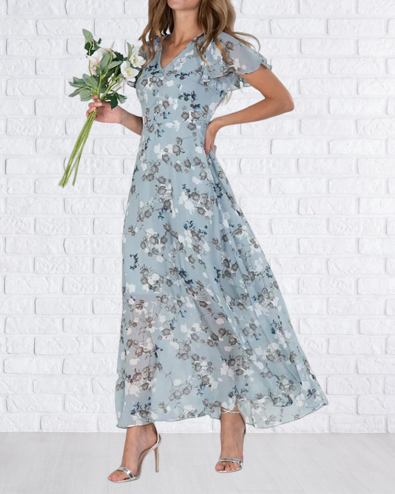 Robe Ina for Women – Elegant Chiffon Dress with Ruffles & Airy Cut for Summer or Parties