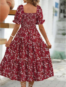 Angeli Women's Floral Dress – Puff Sleeves, Tied Waist, Chic Mini Summer Cut