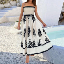 Amélie Women's Dress – Bohemian Maxi Dress with Smocked Square Neck Sleeveless Printed Summer