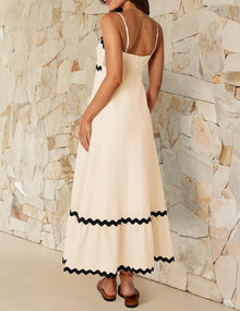 Ella Midi Dress for Women – Backless Dress with Thin Straps, Smocked, Flowing, Elegant Summer Dress