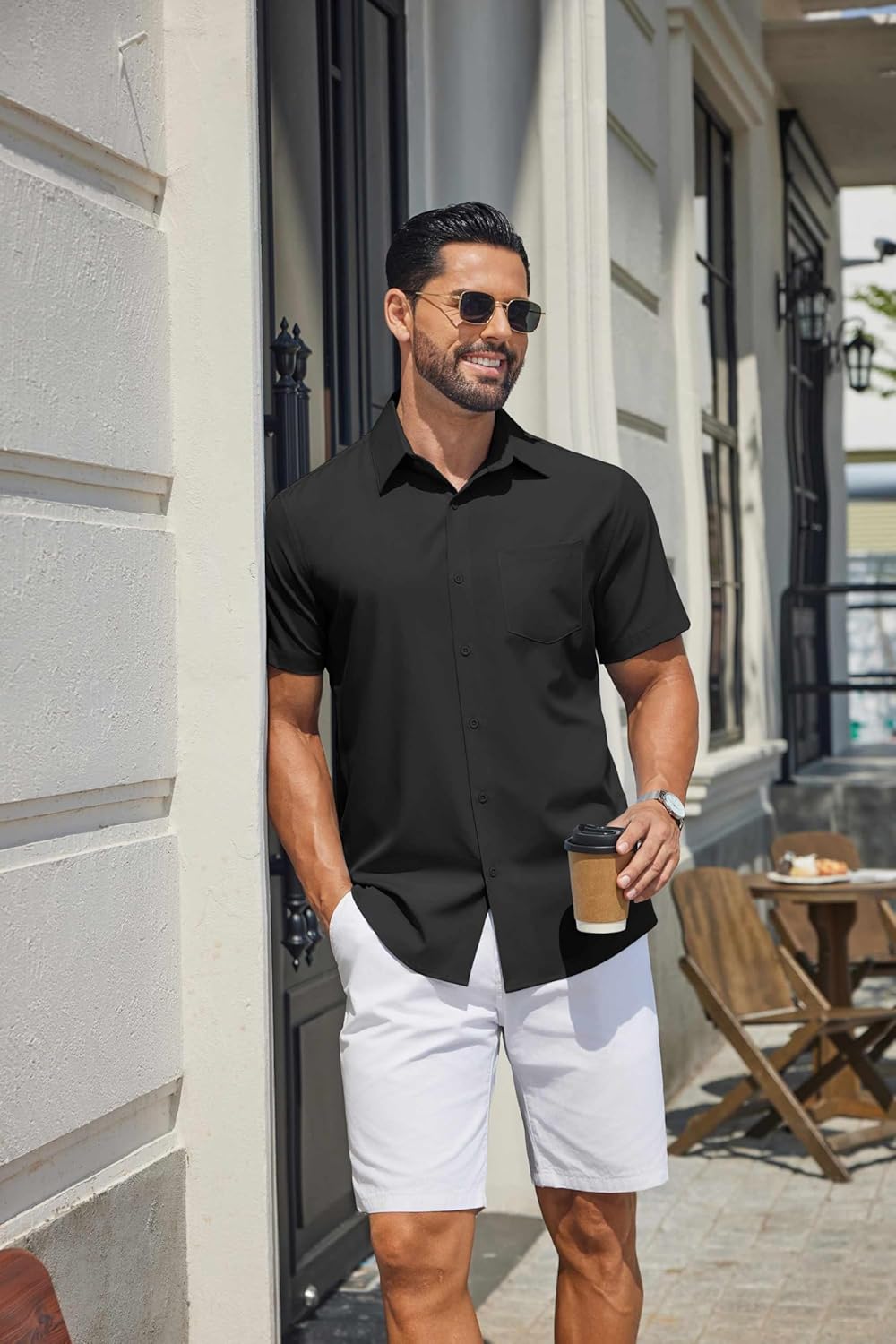 Hulyo Men's Shirt – Stretch Short Sleeve Shirt, Buttoned & Casual Chic Style