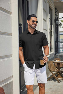 Hulyo Men's Shirt – Stretch Short Sleeve Shirt, Buttoned & Casual Chic Style