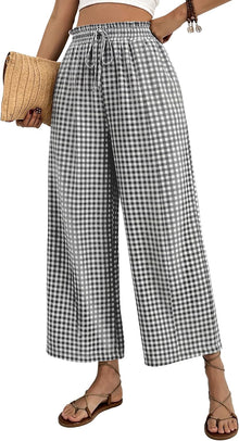 Mindi Women's Palazzo Pants – Wide Flowing Cut, Elastic Waist with Casual Chic Drawstring