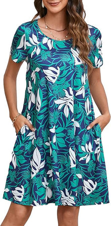 Tinker Women's T-Shirt Dress – Loose Fit, Crew Neck & Comfortable Pockets Summer