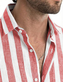 Julien Men's Shirt – Striped Short Sleeve Shirt, Casual Chic Summer Style