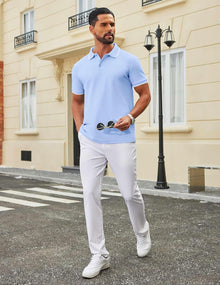 Leon Men's Polo – Short Sleeve Cotton Piqué Polo, Casual & Elegant Golf Style